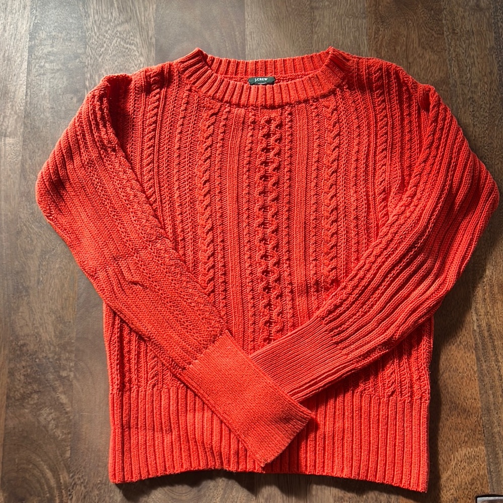 J.Crew red-orange cable knit sweater!